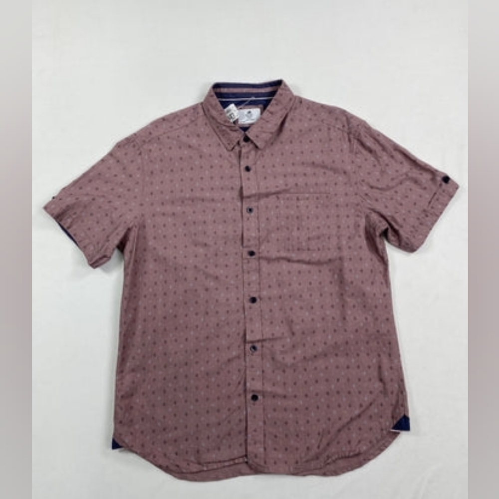 NEW-Level Ten Men's Casual Mauve Patterned Shirt, Size XL